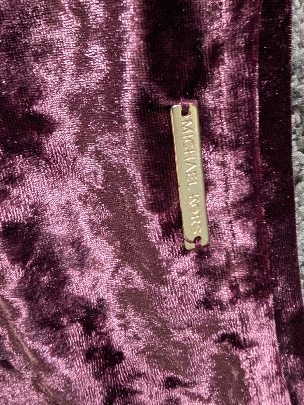 Euc Michael Kors Crushed Velvet Long Sleeve Midi Dress - Plum XXS